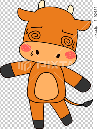 かわいい　牛　肉牛　家畜　マスコット　表情　ポーズ　イラスト 54924824
