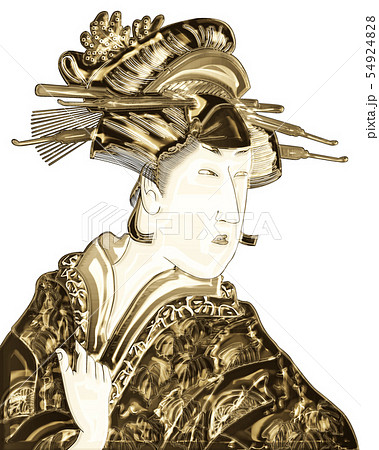 浮世絵　女性　その18　金バージョン 54924828