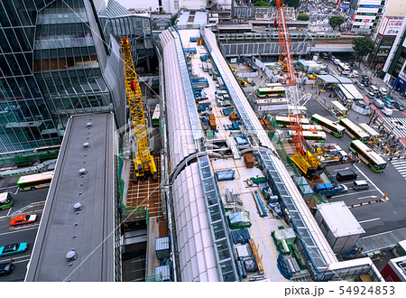 日本の東京都市景観 渋谷駅再開発・東京メトロ銀座線渋谷駅移設工事などを望む 54924853