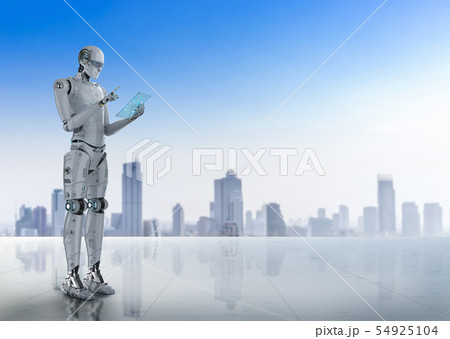 robot with glass tablet 54925104