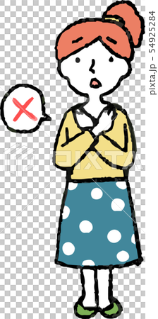 ポニーテール　女性　手描き　母親　ファッション　感情表現　ポーズ　イラスト 54925284