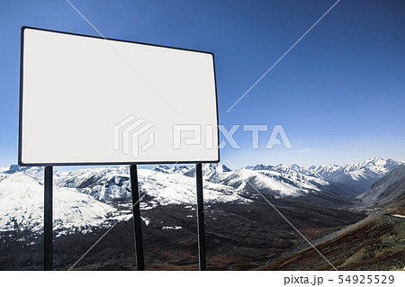Blank billboard with mountain range background. 54925529
