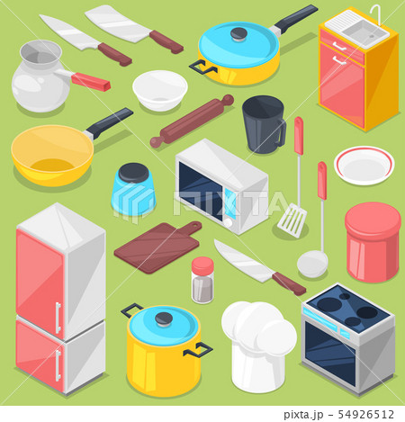 Kitchenware household appliance and cookware for cooking or kitchen utensils for kitchener isometric 54926512