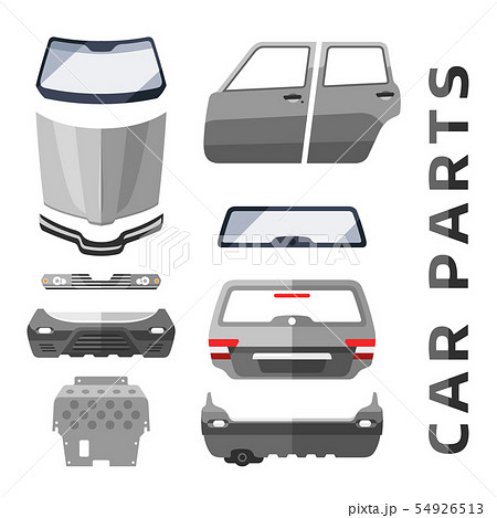Car service parts flat auto mechanic repair of machines and equipment illustration 54926513