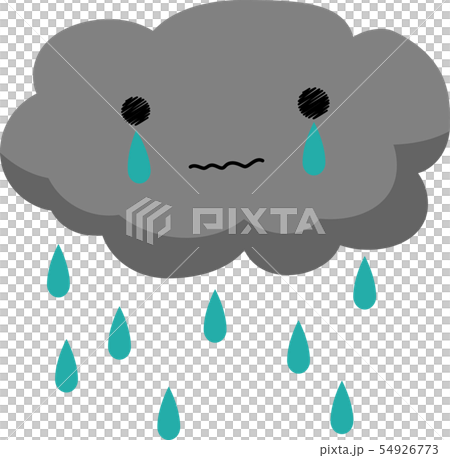 6月 梅雨 イラスト くもり 泣く 涙のイラスト素材