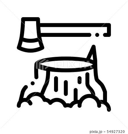 Tree Stub And Ax Hatchet Vector Thin Line Icon Tree Stub And Ax Hatchet Vector Thin Line Icon 54927320