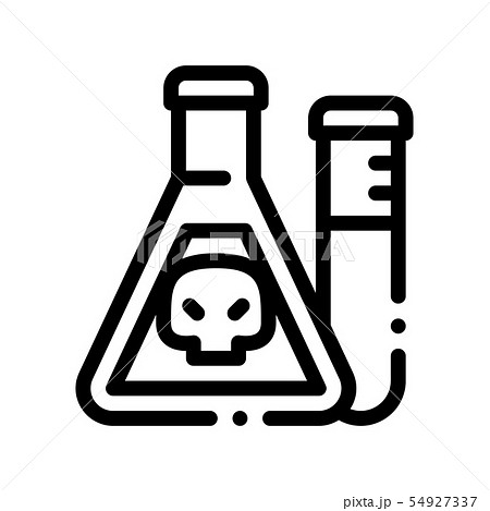 Flask With Chemical Liquid Vector Thin Line Icon Flask With Chemical Liquid Vector Thin Line Icon 54927337