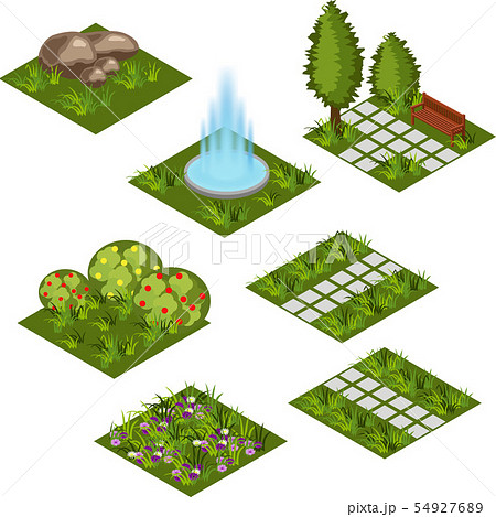 Garden isometric tile set. Isolated isometric 54927689