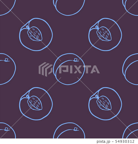 Outline peach fruit seamless pattern. 54930312