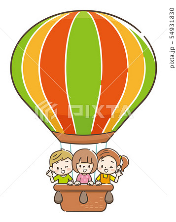 気球に乗った子供たちのイラスト素材