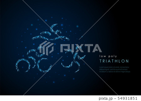 Triathlon symbol - running, swimming and cycling men. Low poly style design. 54931851