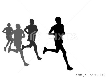 group of marathon runners silhouettes 54933540