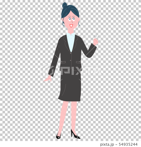 拳を握る女性 スーツ 左手のイラスト素材