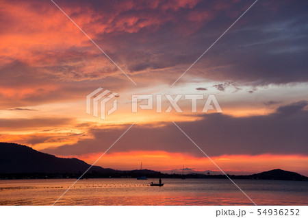 beautiful sunset on the beach, Samui island, 54936252