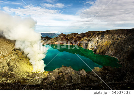 A shot of the crater of the volcano Ijen A shot of the crater of the volcano Ijen 54937338