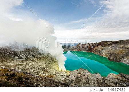 A shot of the crater of the volcano Ijen 54937423
