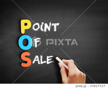 Color Wooden alphabets building the word POS 54937537