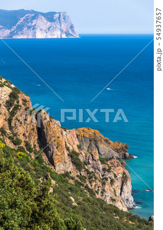 Landscape of the Black Sea coast in a Crimea. Aya Cape Landscape of the Black Sea coast in a Crimea. Aya Cape 54937657