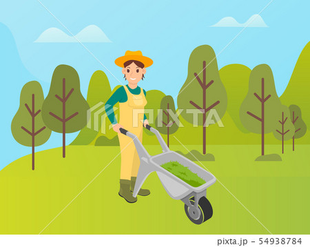 Agricultural Activity of Woman with Metal Cart Agricultural Activity of Woman with Metal Cart 54938784