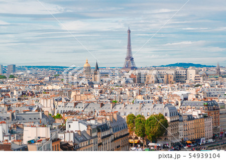 skyline of Paris with eiffel tower 54939104