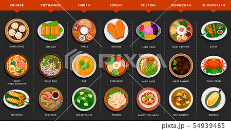 Big set of asian food.  54939485