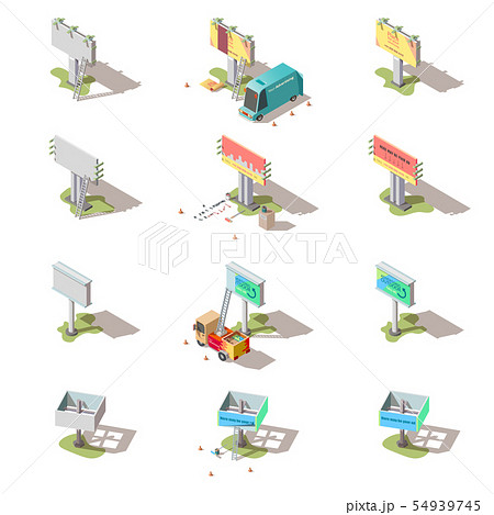 Isometric billboards, advertising street banners 54939745