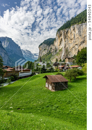 Amazing view of Lauterbrunnen town in Switzerland 54940343