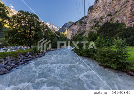 river under Jungfrau valley in Lauterbrunnen 54940346