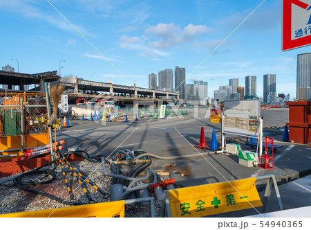 日本の東京都市景観 築地市場・解体 54940365