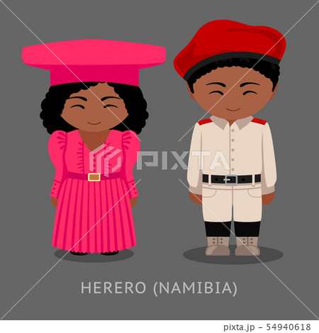 Herero people in national clothes. 54940618