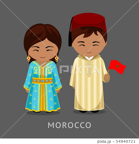 Moroccans in national dress with a flag. Moroccans in national dress with a flag. 54940721