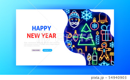 Happy New Year Neon Landing Page 54940903
