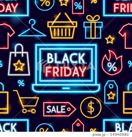 Black Friday Neon Seamless Pattern 54940980