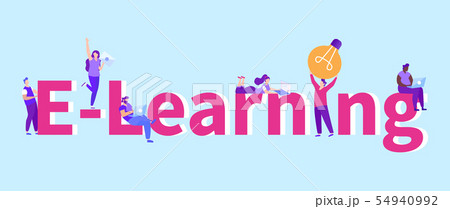 E-Learning. Inscription on Blue Background. Vector 54940992