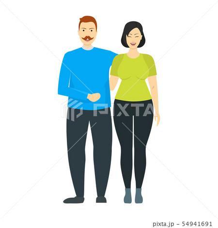 Cartoon Characters People Plus Size Couple. Vector Cartoon Characters People Plus Size Couple. Vector 54941691
