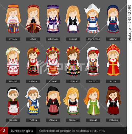 European girls in national dress. 54942099