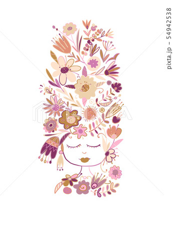 Greeting card design with pretty floral woman 54942538
