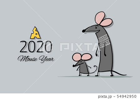 Funny mouse, symbol of 2020 year. Banner for your design 54942950