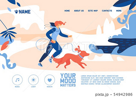 Concept Banner With Young Woman Jogging With Largeのイラスト素材