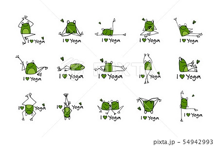 Funny yoga frogs, sketch for your design 54942993