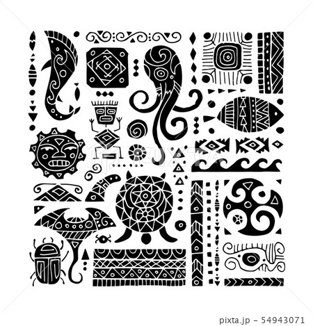 Ethnic handmade ornament for your design. Polynesian style Ethnic handmade ornament for your design. Polynesian style 54943071