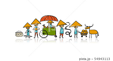 Asian lifestyle, people characters for your design 54943113
