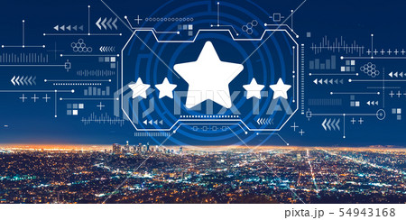 Five star rating with downtown Los Angeles 54943168