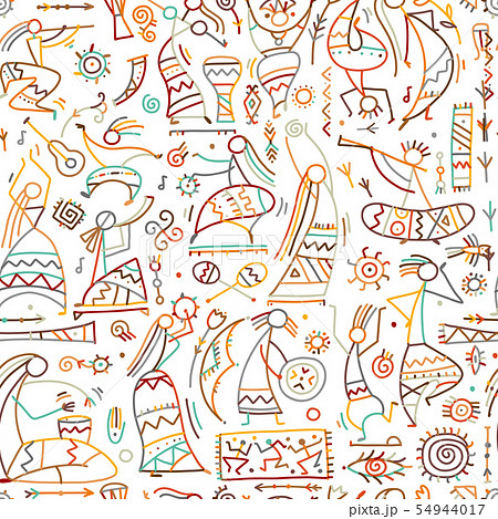 Folk ethnic dance, seamless pattern for your design Folk ethnic dance, seamless pattern for your design 54944017