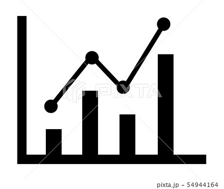 アイコン 線 アップ グラフ 折れ線グラフ 株価 チャート 棒グラフのイラスト素材