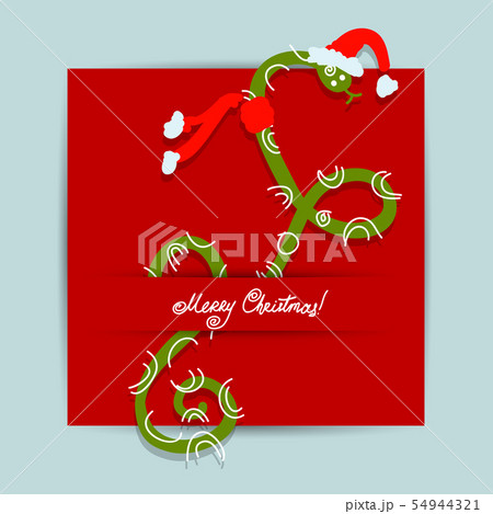 Christmas postcard design with snake, symbol of chinese new year 2013 Christmas postcard design with snake, symbol of chinese new year 2013 54944321