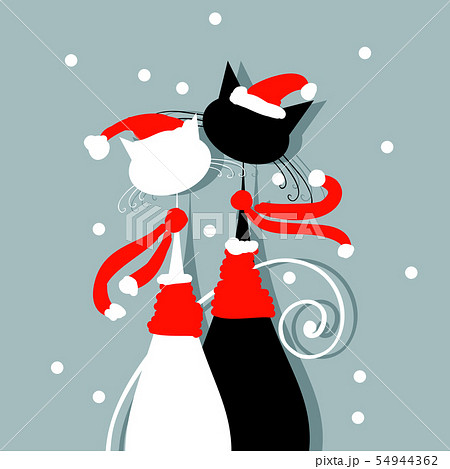 Christmas Eve. Couple of santa cats together 54944362