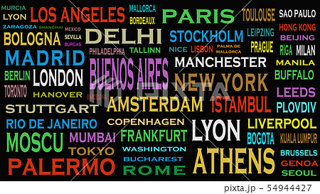 Cities of the world, travel destinations word clou 54944427