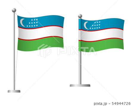 Uzbekistan flag on pole icon 54944726