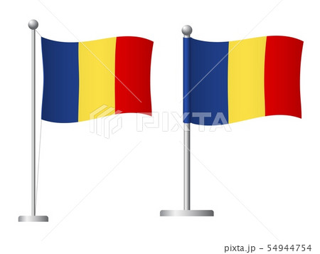 Chad flag on pole icon 54944754